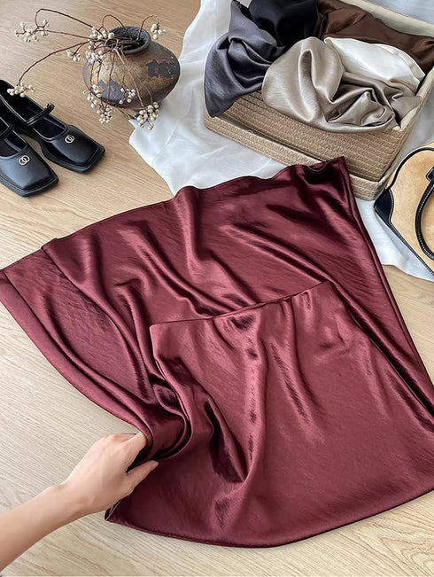 A-Line Satin Long Skirts
